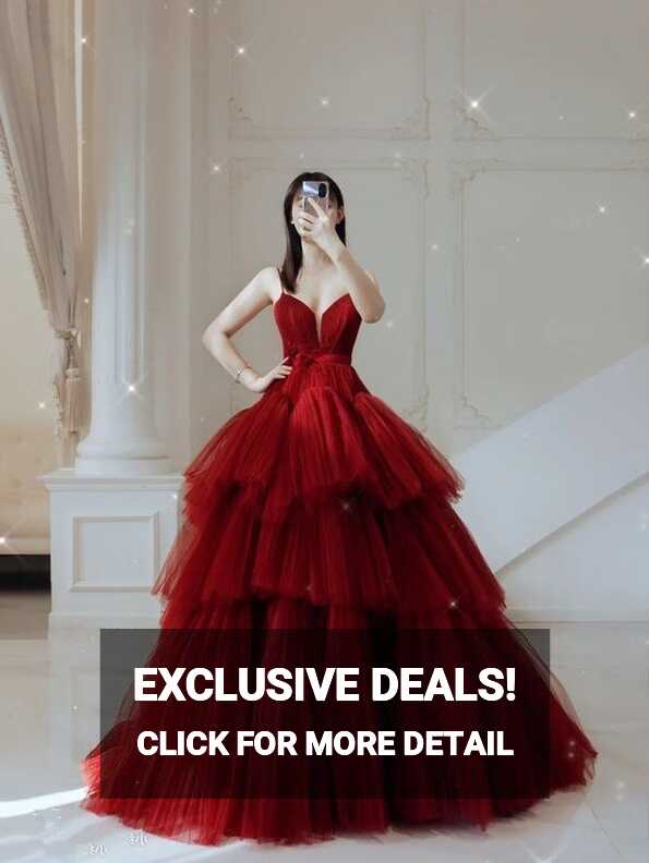 A-line Red Multi Tulle Prom Dress,Red Princess Dress Y4651 ...