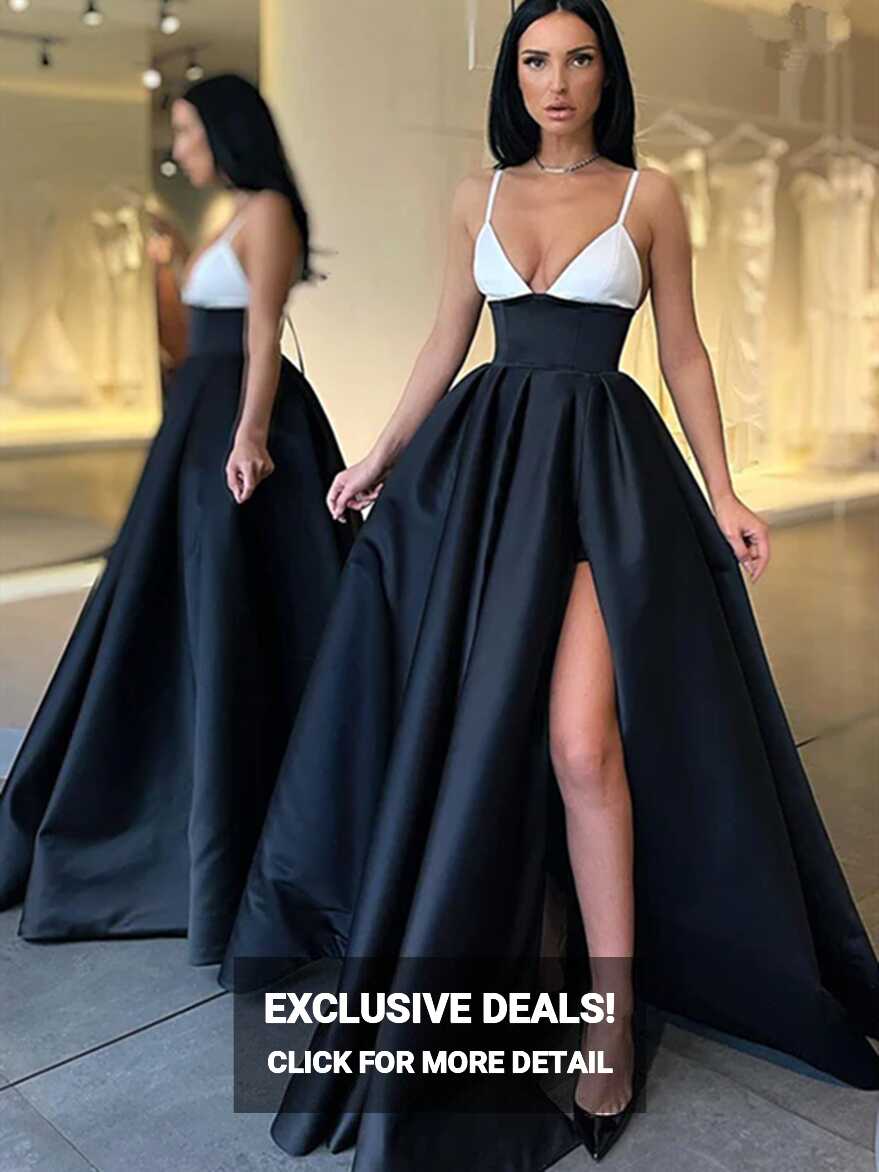 A-line simple Long Prom Dress, V-neck Girl Graduation Party ...