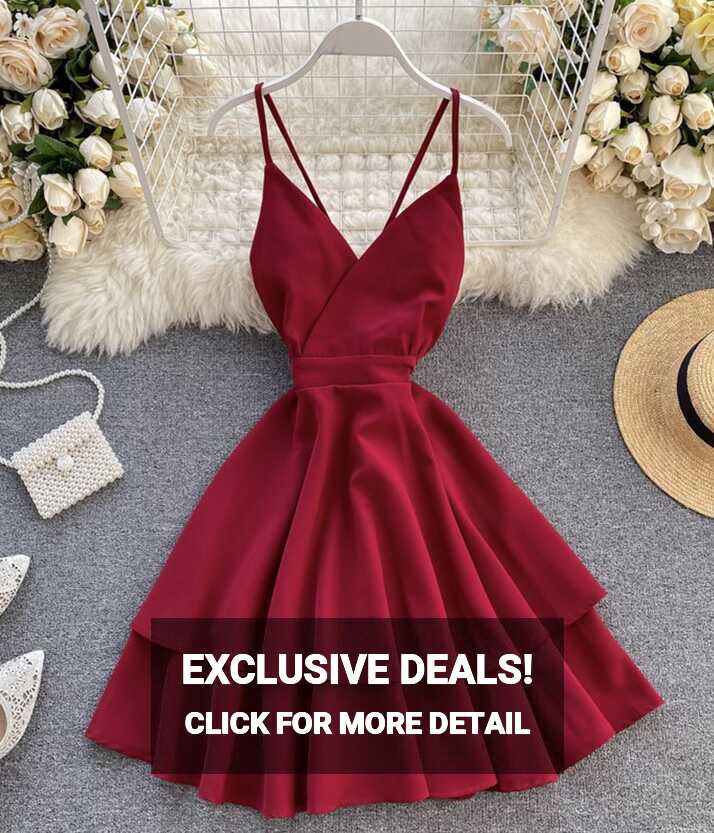 A line v neck short dress summer dress