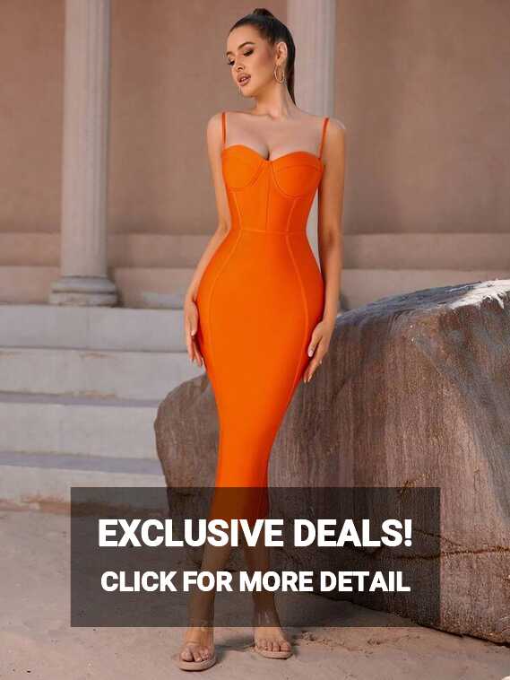 ADYCE Neon Orange Bustier Cocktail Party Bodycon Dress | SHEIN USA