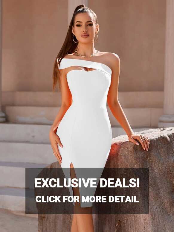 ADYCE One Shoulder Backless Split Thigh Bodycon Midi Elegant ...