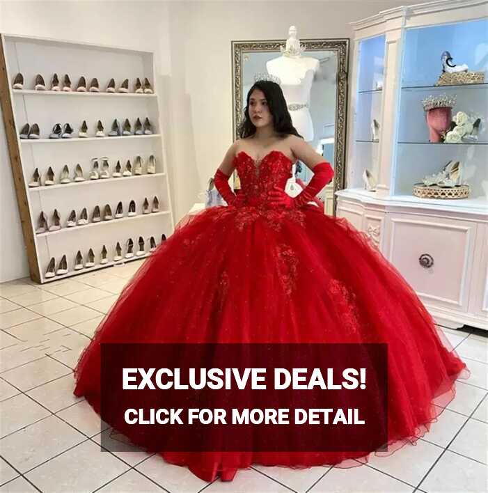 ANGELSBRIDEP 15 Party Sexy Red Ball Gown Quinceanera Dresses ...