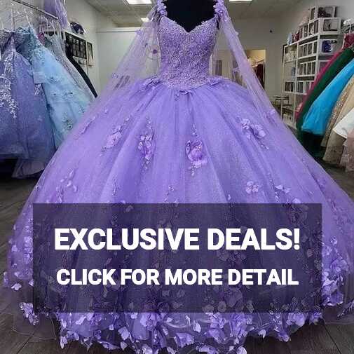 ANGELSBRIDEP Lavender Ball Gown Quinceanera Dresses with Cape 15 ...