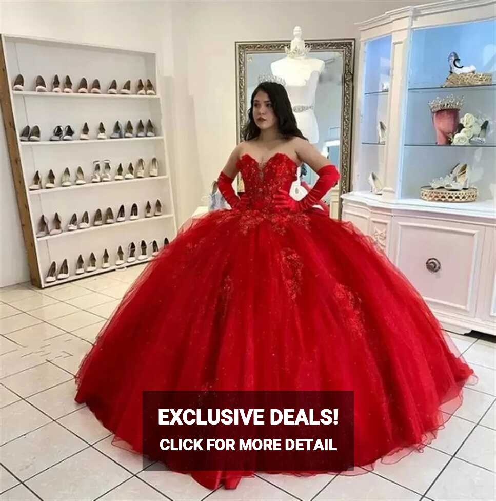 ANGELSBRIDEP Red Ball Gown Quinceanera Dresses 15 Party Sexy ...