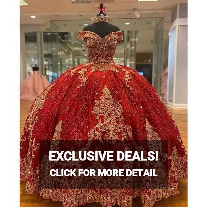 ANGELSBRIDEP Red Off-Shoulder Quinceanera Dresses 15 Party High ...