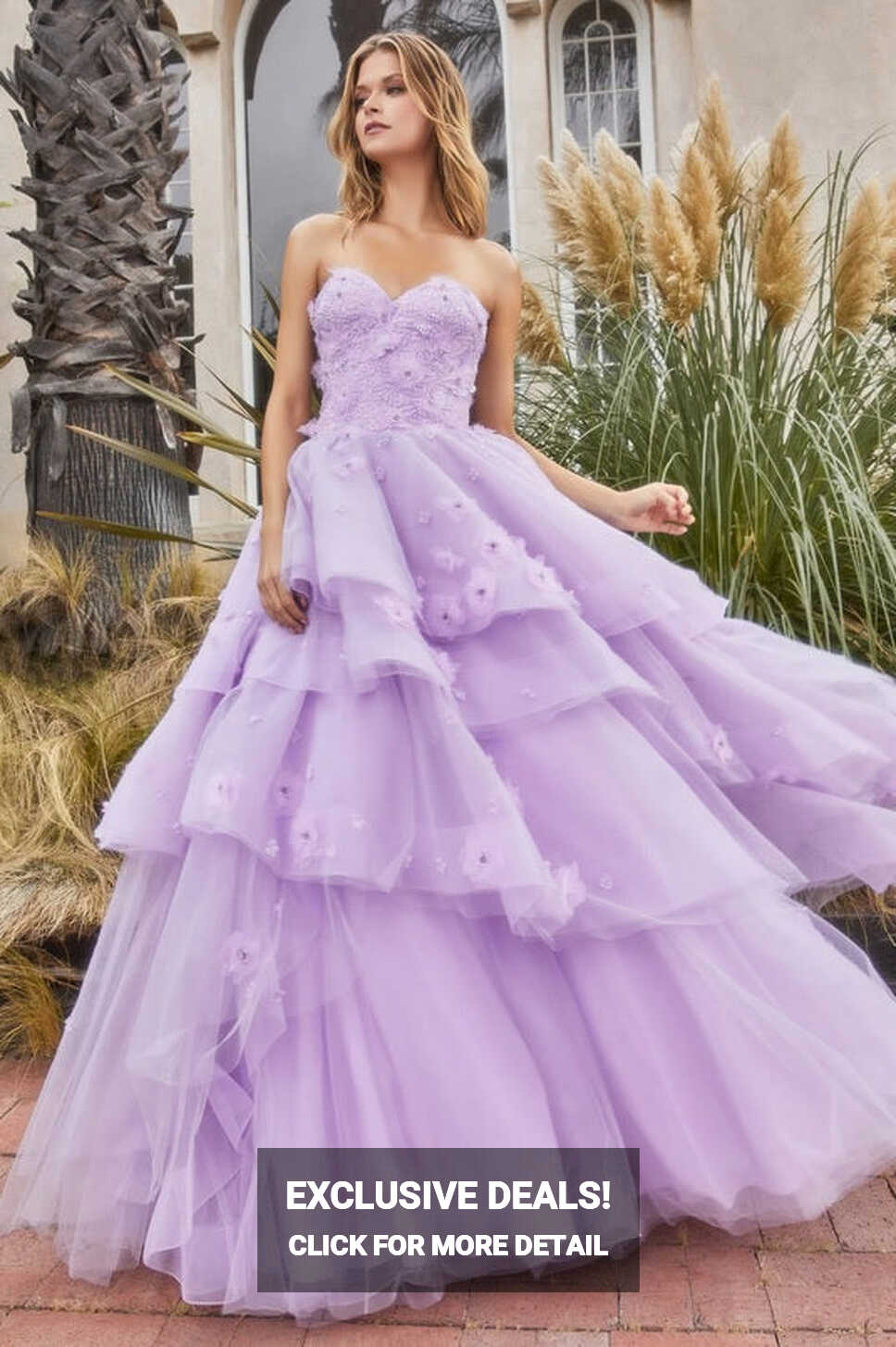 ARDEN | Strapless Layered Tulle Ball Gown Purple Wedding Dress ...