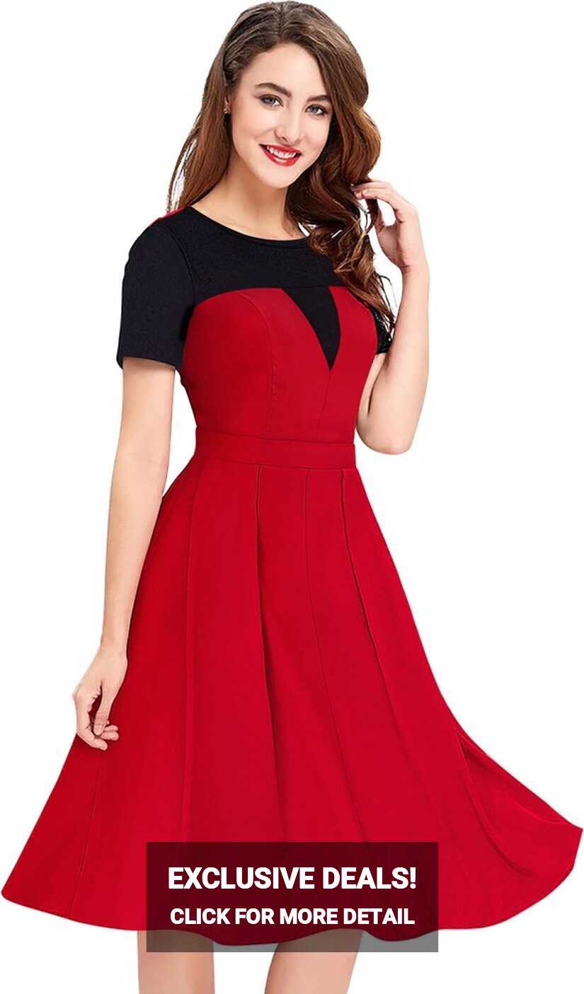 AROLIMA Women Fit and Flare Red Dress - Buy AROLIMA Women Fit and ...