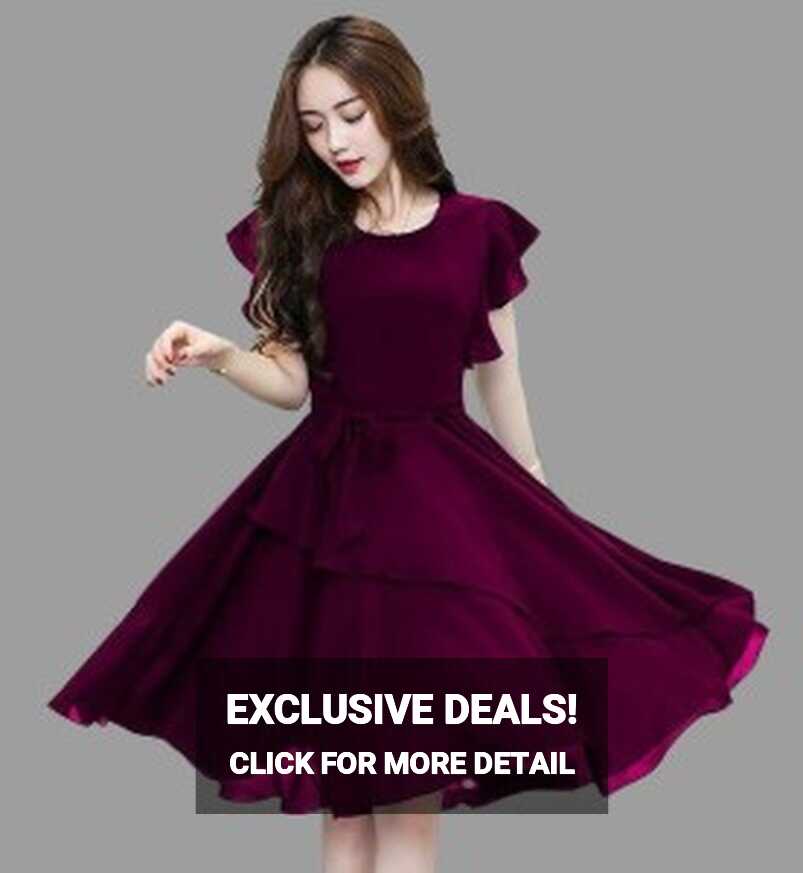 AUCREATIONS Women Fit and Flare Purple Dress - Buy AUCREATIONS ...