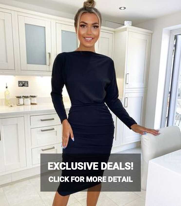 AX Paris Black Ruched Long Sleeve Bodycon Dress | New Look