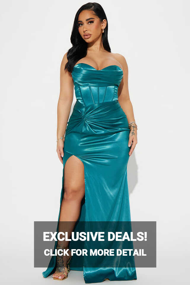 Adore You Satin Gown - Teal | Fashion Nova, Dresses | Fashion Nova