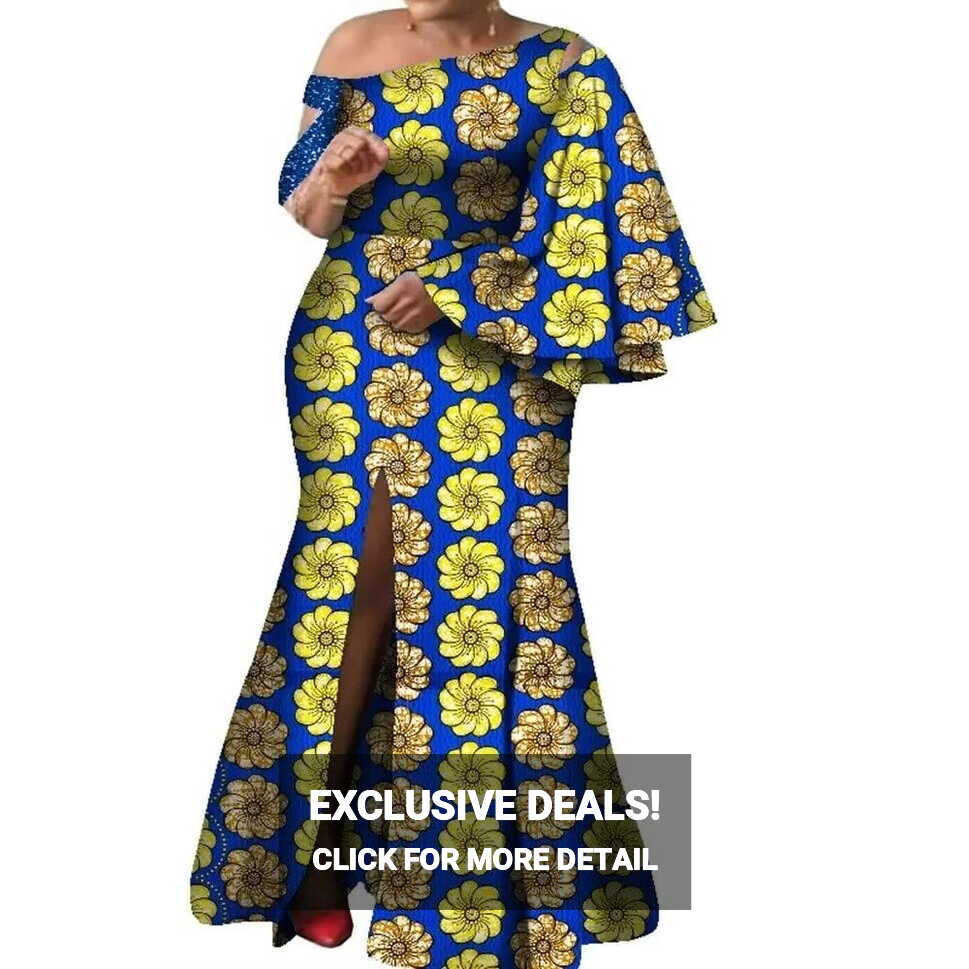 African Dresses For Plus Size Women 4XL One Sleeve Clothing WY8237 ...