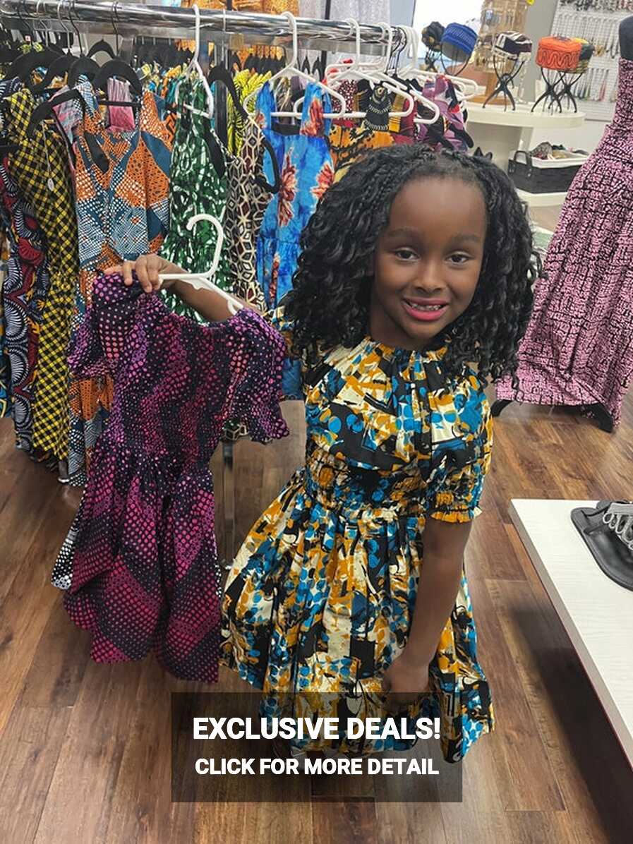 African Kitenge. Kids Short Sleeve Dress. Kitenge Patterned Kids ...