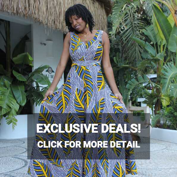 African Print Wedding Guest &amp; Bridesmaid Dresses | Maxi V Neck Dress