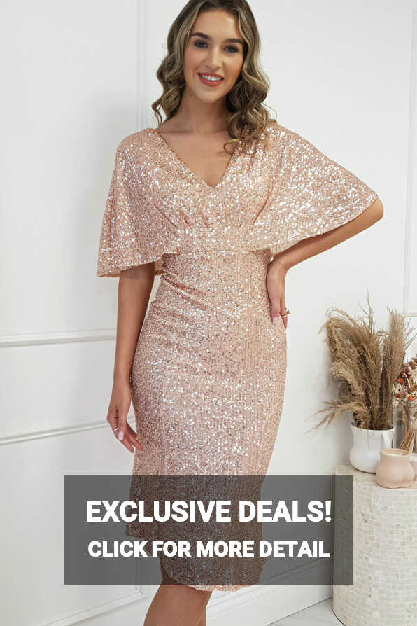 Alvara Sequin Midi Dress | Rose Gold