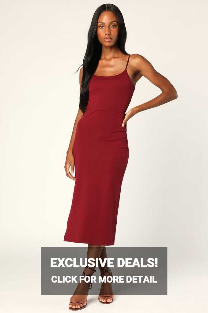 Always On Your Mind Wine Red Backless Bodycon Midi Dress