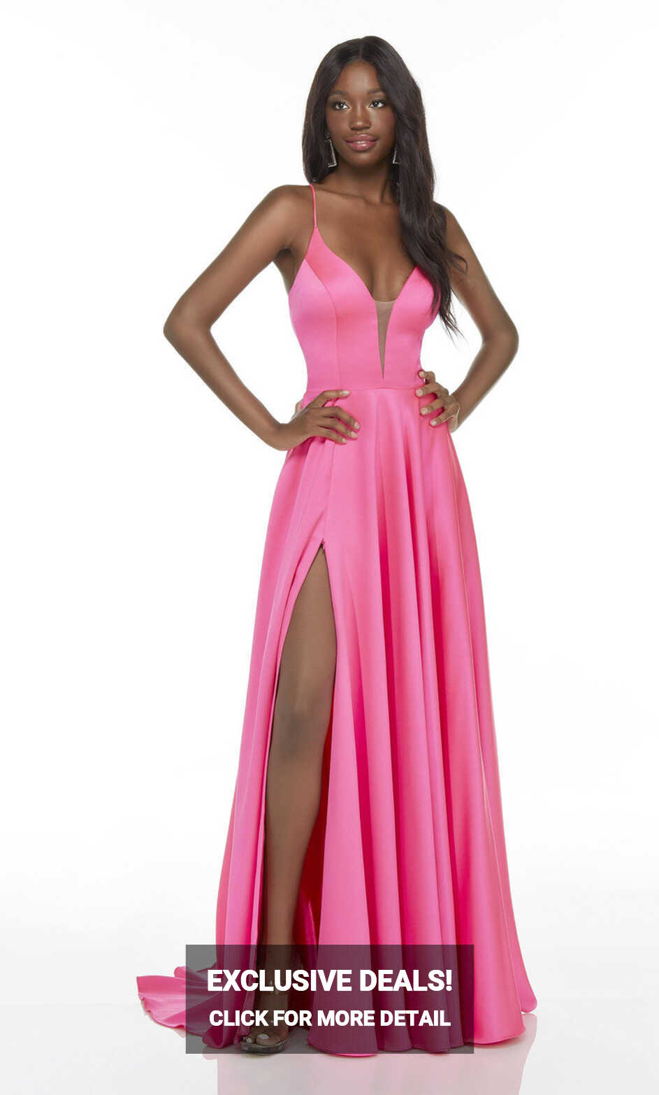 Alyce Paris 1722 Plunging Neck Flowy Long Slit Formal Dress