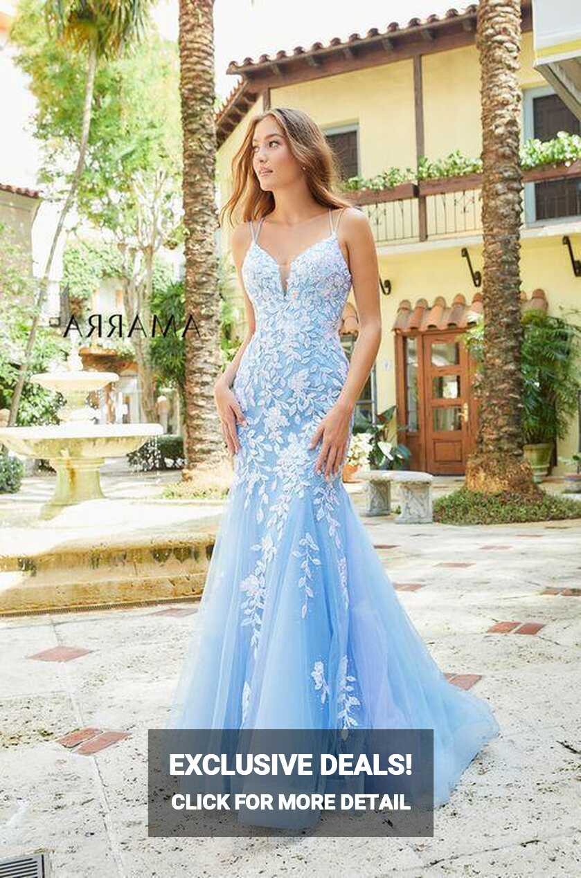 Amarra 87317 Teal Prom Dress Size 00 Long Embellished Lace Mermaid ...