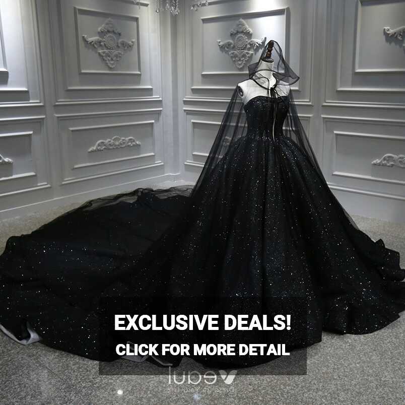 Amazing / Unique Black Bridal Wedding Dresses With Cloak 2020 Ball ...