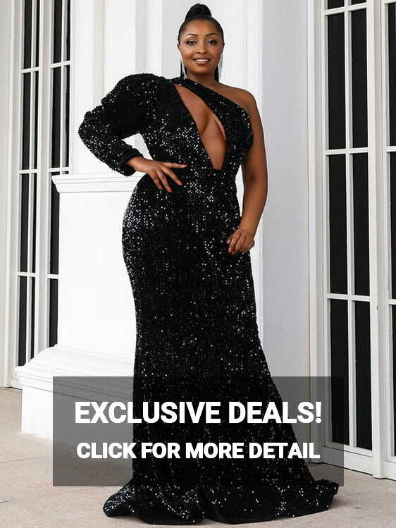 Amazing-Snazzy Black Sequin Women&#39;s Elegant Cloth, Plus Size Women ...