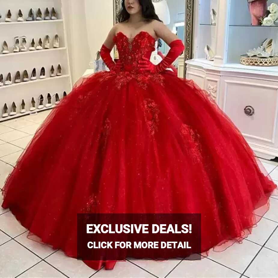 Amazon.com: 15 Party Sexy Ball Gown Quinceanera Dresses 3D Flower ...