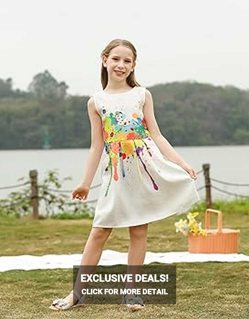 Amazon.com: 21KIDS Creative Art Colorful Paint Print Dress for ...