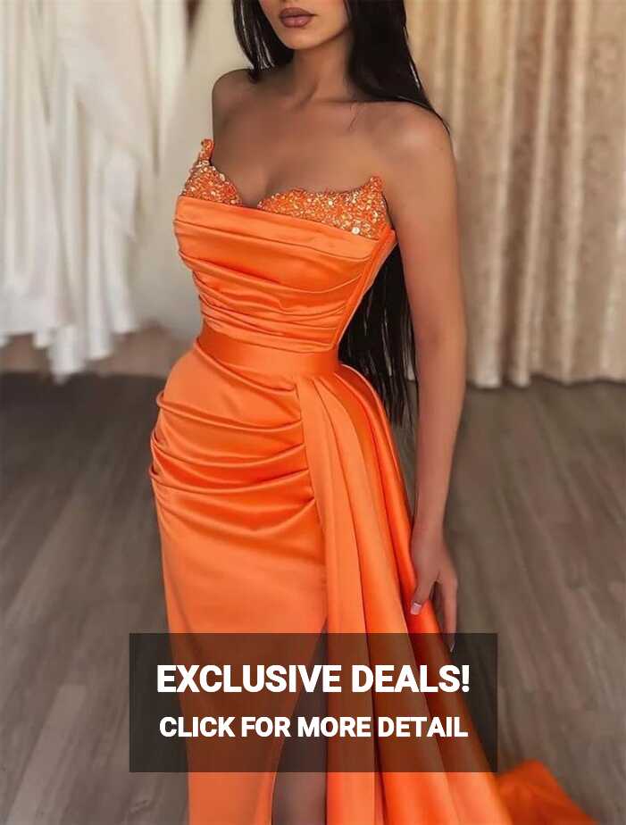 Amazon.com: A-Line Sexy High Split Prom Formal Evening Dress ...