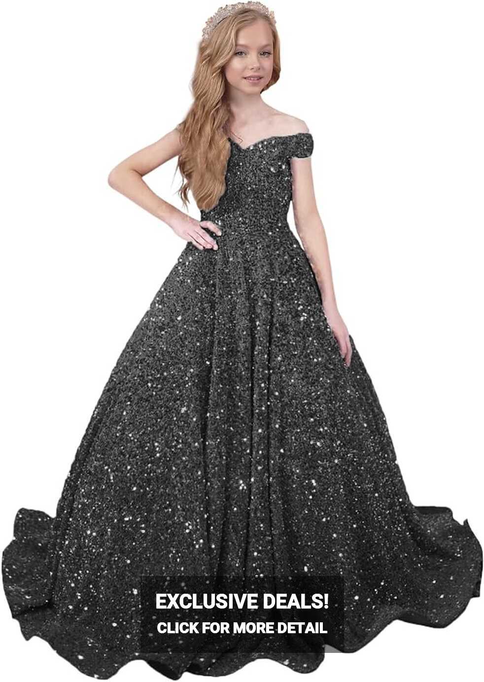 Amazon.com: ADNEVT Girl&#39;s Sequin Dress Glitter Pageant Ball Gown ...