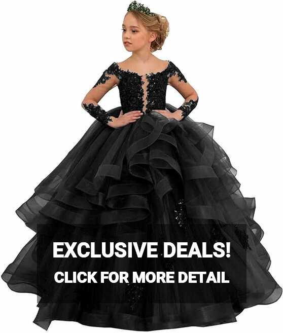 Amazon.com: ADNEVT Princess Long Sleeve Flower Girl Dresses ...