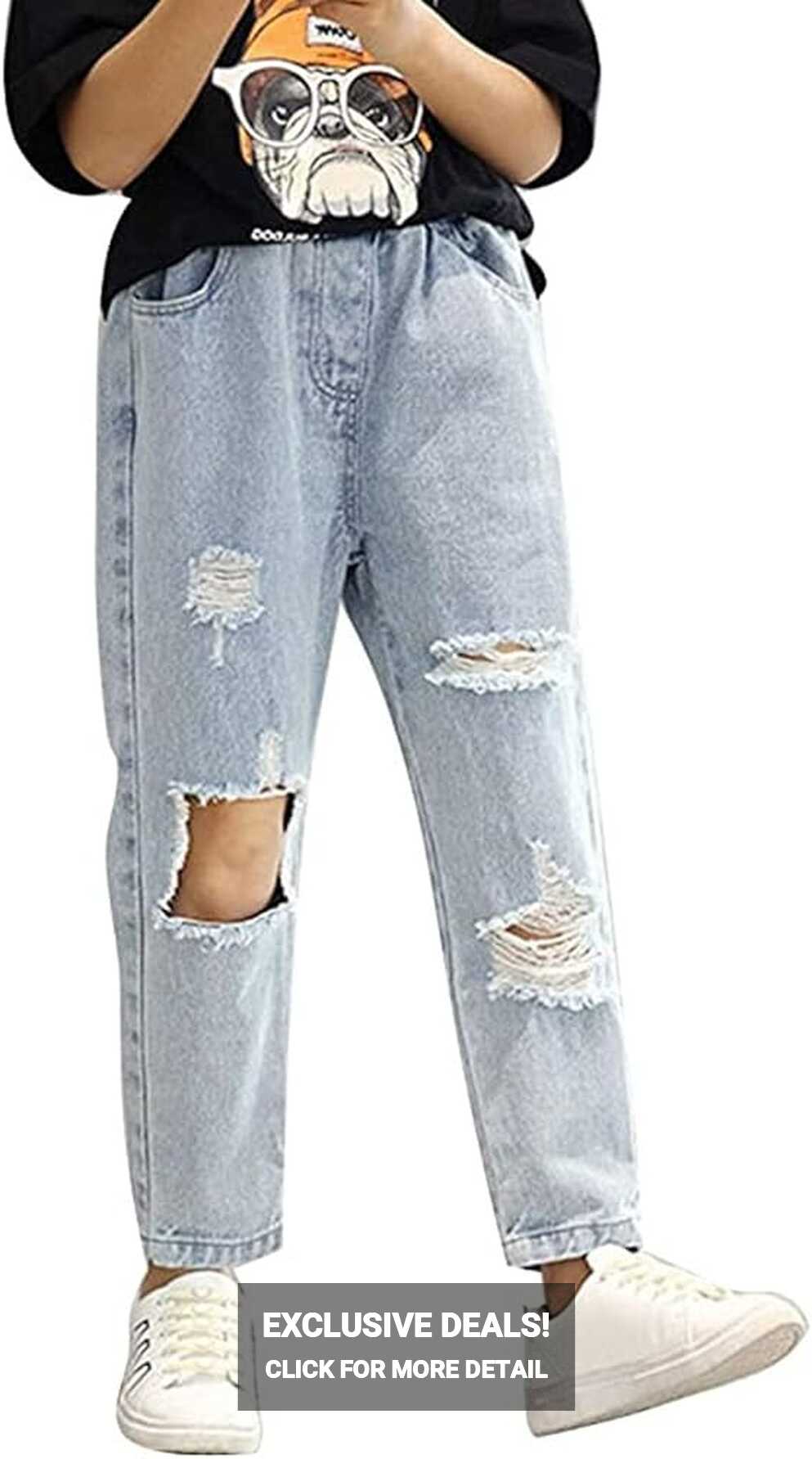 Amazon.com: AMEBELLE Ripped Jeans for Teen Girls Elastic Waist ...