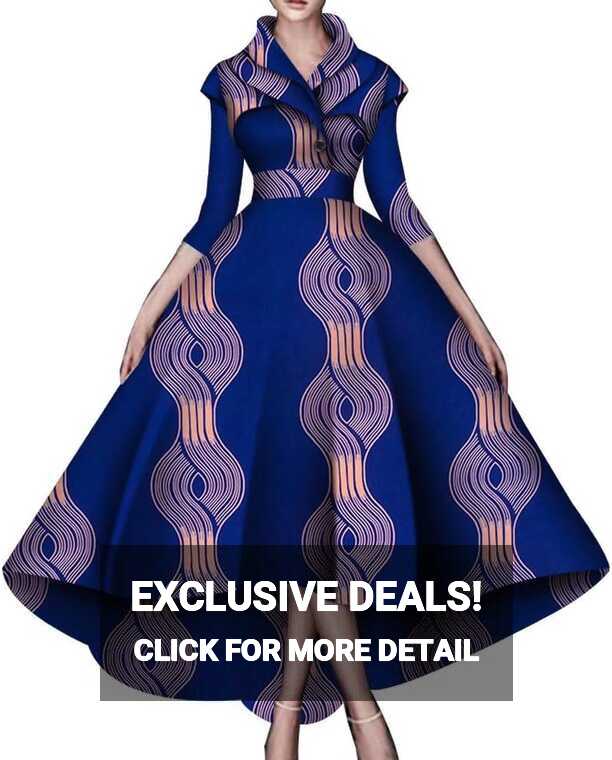 Amazon.com: African Dresses for Women A-line Floor-Length Dress ...