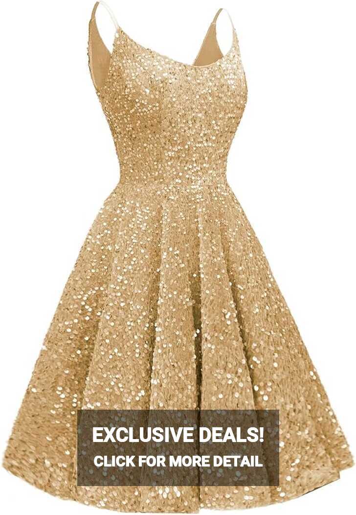 Amazon.com: Ajiovfna Sequin Homecoming Dress Short ball town V ...