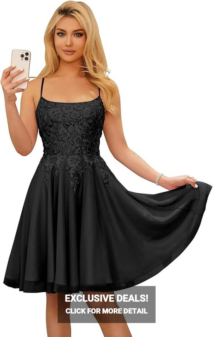 Amazon.com: BEAUTFOR Sexy Lace Appliqued Chiffon Homecoming ...