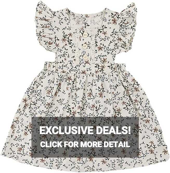 Amazon.com: Baby Girls Summer Dress Floral Pattern Sleeveless ...