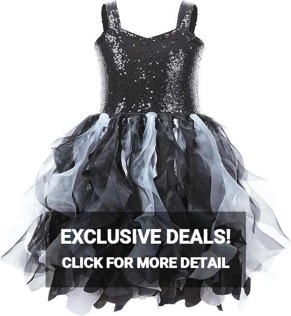 Amazon.com: Black Tutu Dress for Girls Sparkly Sequin Tulle ...