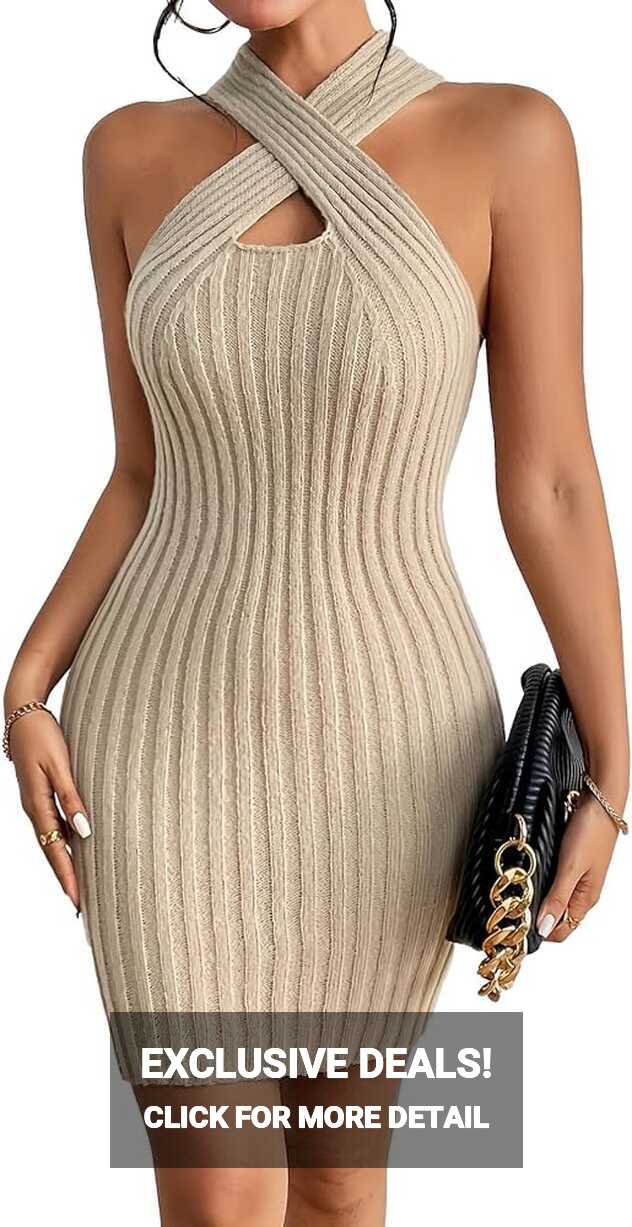 Amazon.com: Cross Sexy Tight Dress Club Party Casual Personality ...