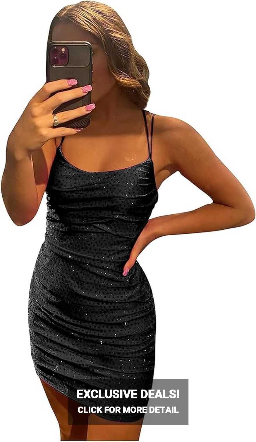 Amazon.com: DEOTTEI Satin Black Homecoming Dress for Juniors ...