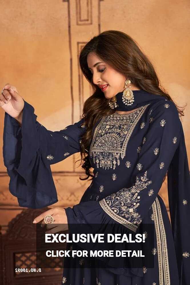 Amazon.com: ETHNIC EMPORIUM Georgette fancy Indian Naira cut eid ...