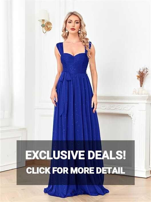 Amazon.com: Elegant Royal Blue Shining Long Evening Dress Slit ...