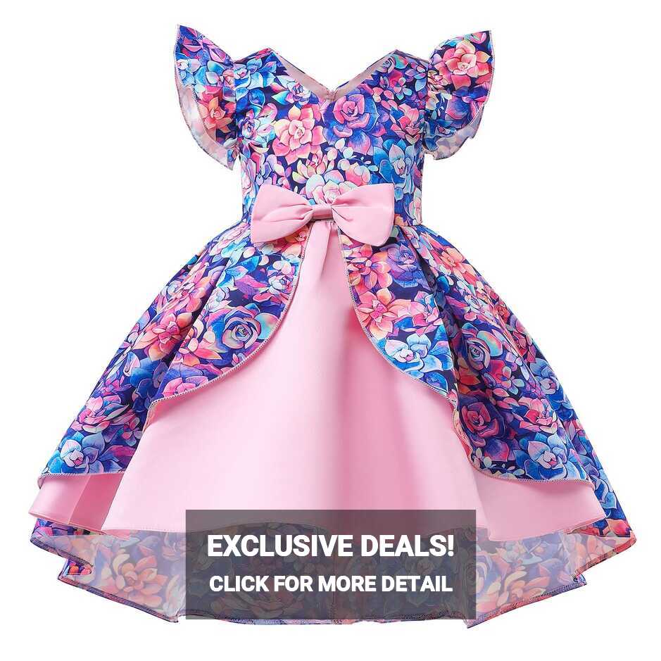 Amazon.com: Fir and Flare Dress Child Girls Fly Sleeve Pageant ...