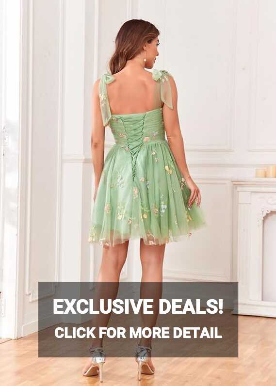 Amazon.com: Flower Embroidery Tulle Homecoming Dresses for Teens ...