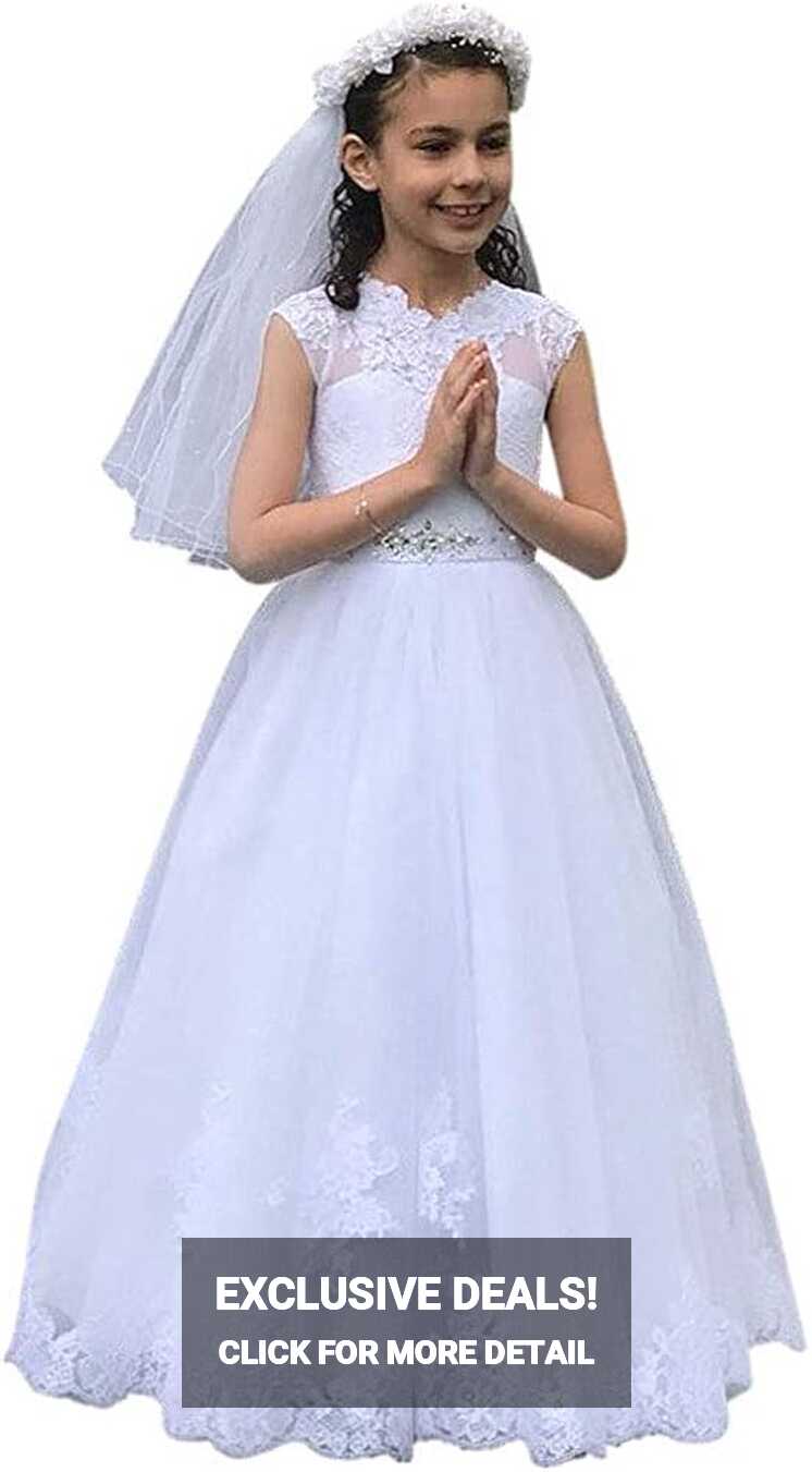 Amazon.com: GZCYL White Holy Communion Dress for Girls 7-16 ...