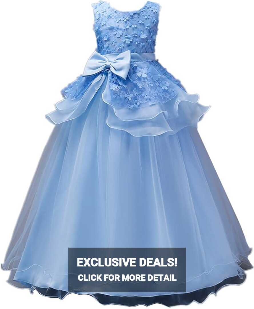 Amazon.com: Girls Elegant Sleeveless Sequin Puffy Bow Knot Wedding ...