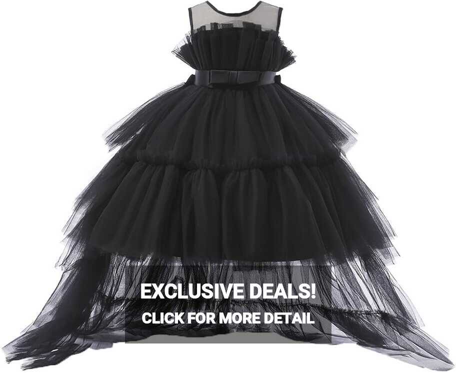 Amazon.com: Girls Hi-Low Puffy Princess Dress Tiered Ruffled Tulle ...