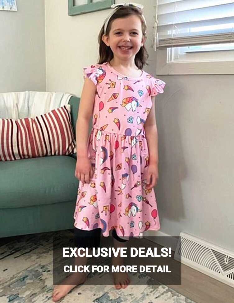 Amazon.com: Girls Unicorn Dresses Summer Clothes Ruffle Sleeve ...