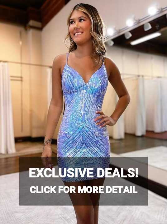 Amazon.com: Homecoming Dresses V Neck Sequin Short Prom Dress ...