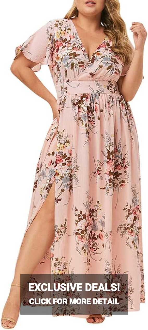 Amazon.com: Howley Plus Size Casual Dress Women Boho Floral ...