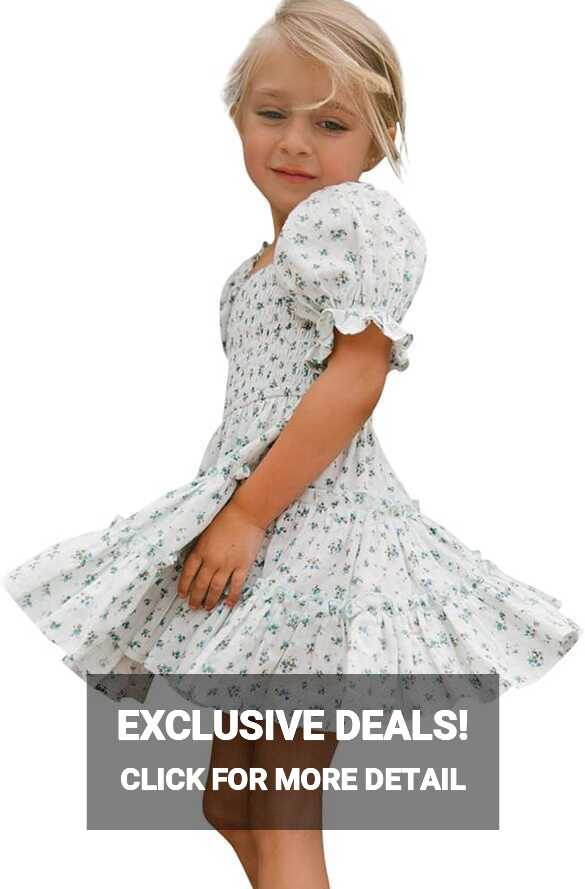 Amazon.com: Kids Little Girls Summer Short Sleeve Floral Backless ...