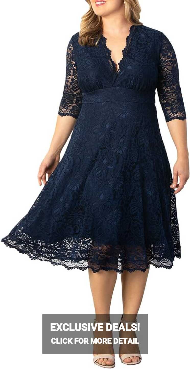 Amazon.com: Kiyonna Women&#39;s Plus Size Mademoiselle Lace Dress, A ...