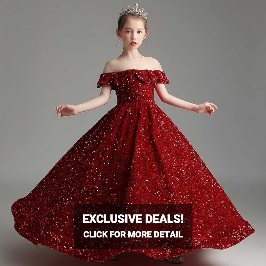 Amazon.com: Koeride Sequin Pageant Gowns Sparkly Ball Gown Flower ...