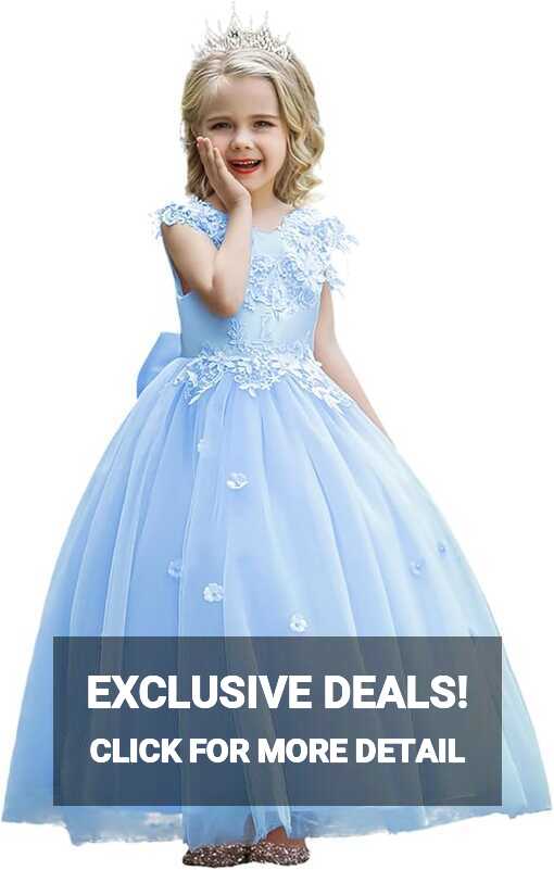 Amazon.com: LOLANTA Kids Ball Gown Dresses for Girls Crew Neck ...